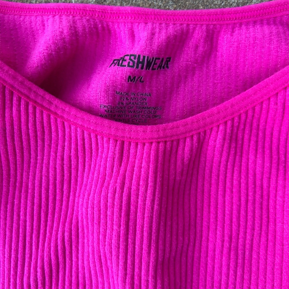 Vibrant Pink Ribbed Tank Top - Picture 2 of 2